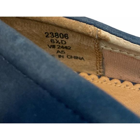 Lands End Womens Size 6.5 D Blue Leather Slip On Round Toe Flats - Picture 5 of 6